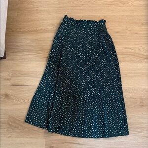 Chic Dark Green Polka Dot A-Line Skirt
